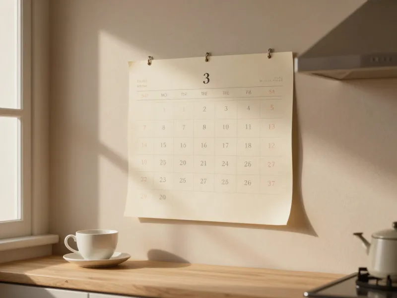 Un calendario da cucina con tre mesi già girati